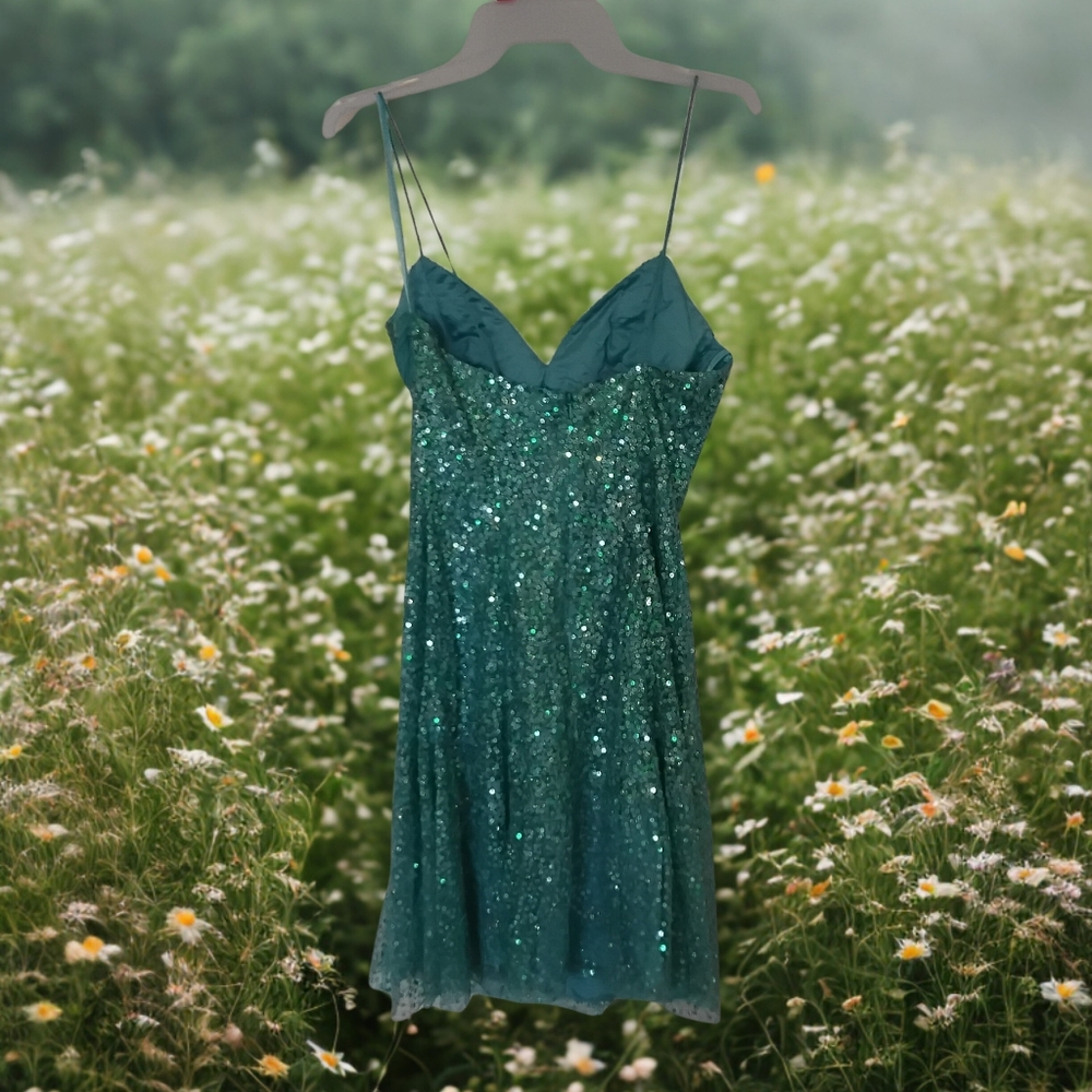 Cache Teal Sequin Mini Dress NWT
